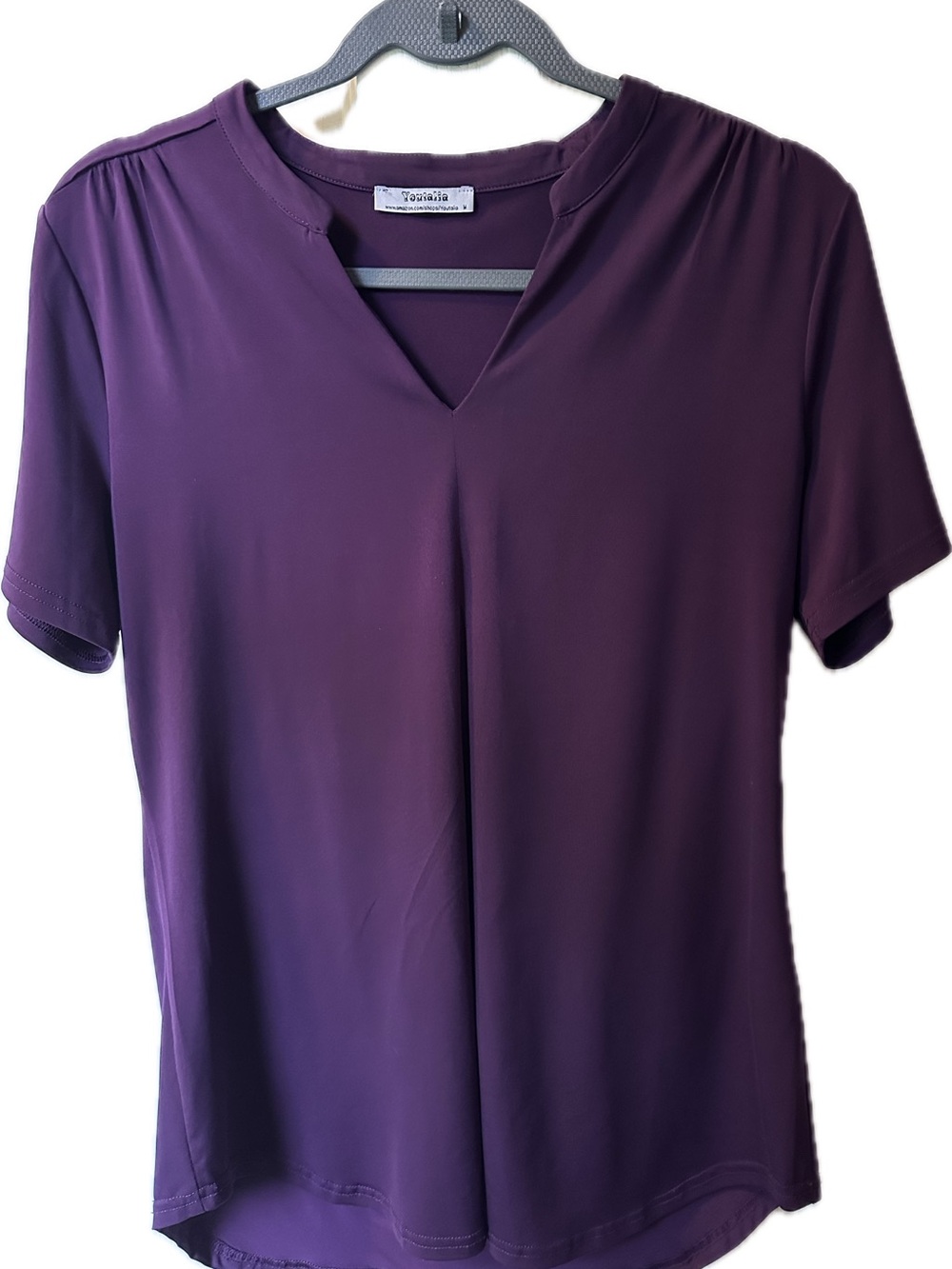 Purple Short-Sleeve V-Neck Women's Top